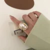 LATS New Design Starfish Pearl Ring Shape Gold Color Adjustable Rings For Women Korean Fashion Jewelry Party Luxury Accessory