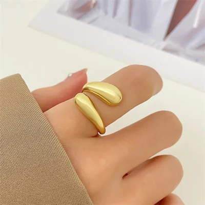 LATS Irregular Temperament Open Rings for Women Vintage Metal Punk Adjustable Couple Ring 2024 New Hot Trend Jewelry Accessories